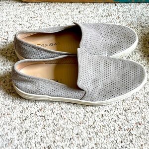 Via Spiga suede perforated slip ons